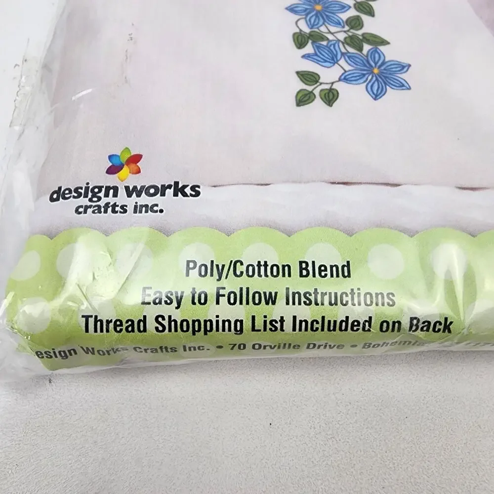Design Works Crafts #T232135 “Blue Floral” Embroidery Stamped Pillowcases Kit